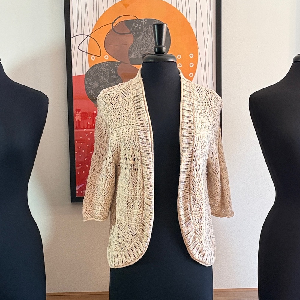 Cream Open-Front Women's Sweater
